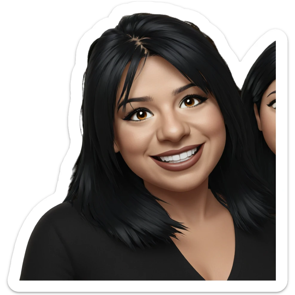 smiling girl with black hair sticker