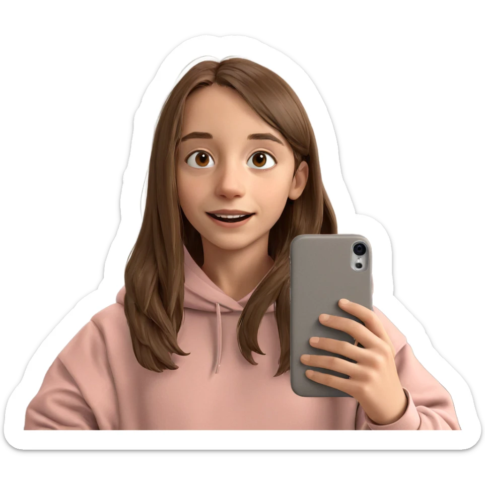 selfie with a brown hoodie sticker