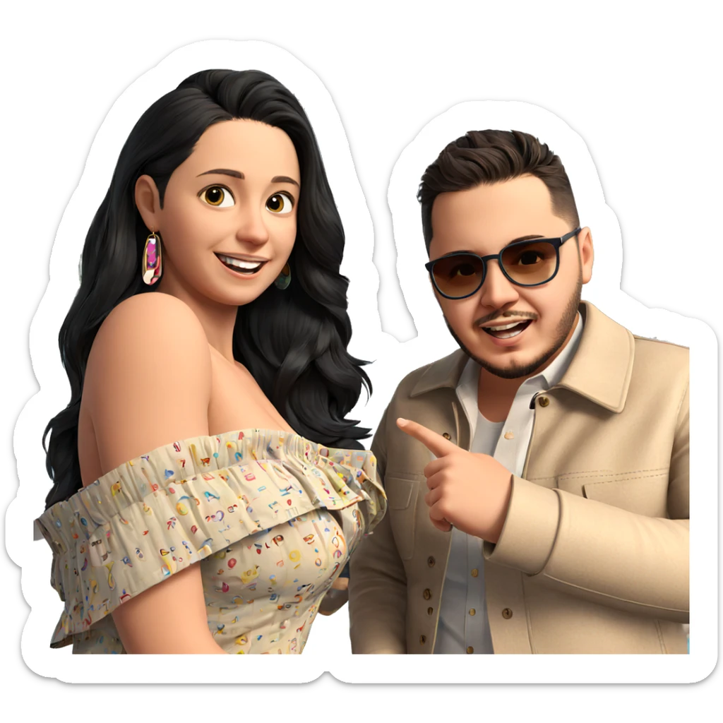 smiling couple at ferris wheel sticker