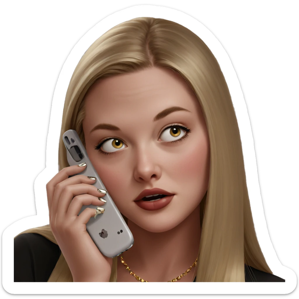 blonde girl with phone jewelry sticker