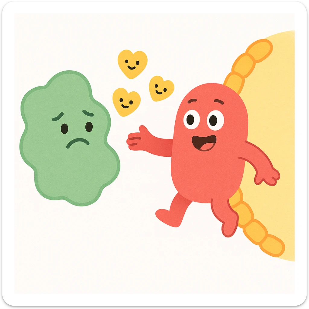 Ultra-detailed emoji-style illustration of enzyme digestion: Red amylase breaking green starch into sugars near a yellow cell membrane. Clean white background, no text. Scientific but simple, cartoon-exact shapes sticker