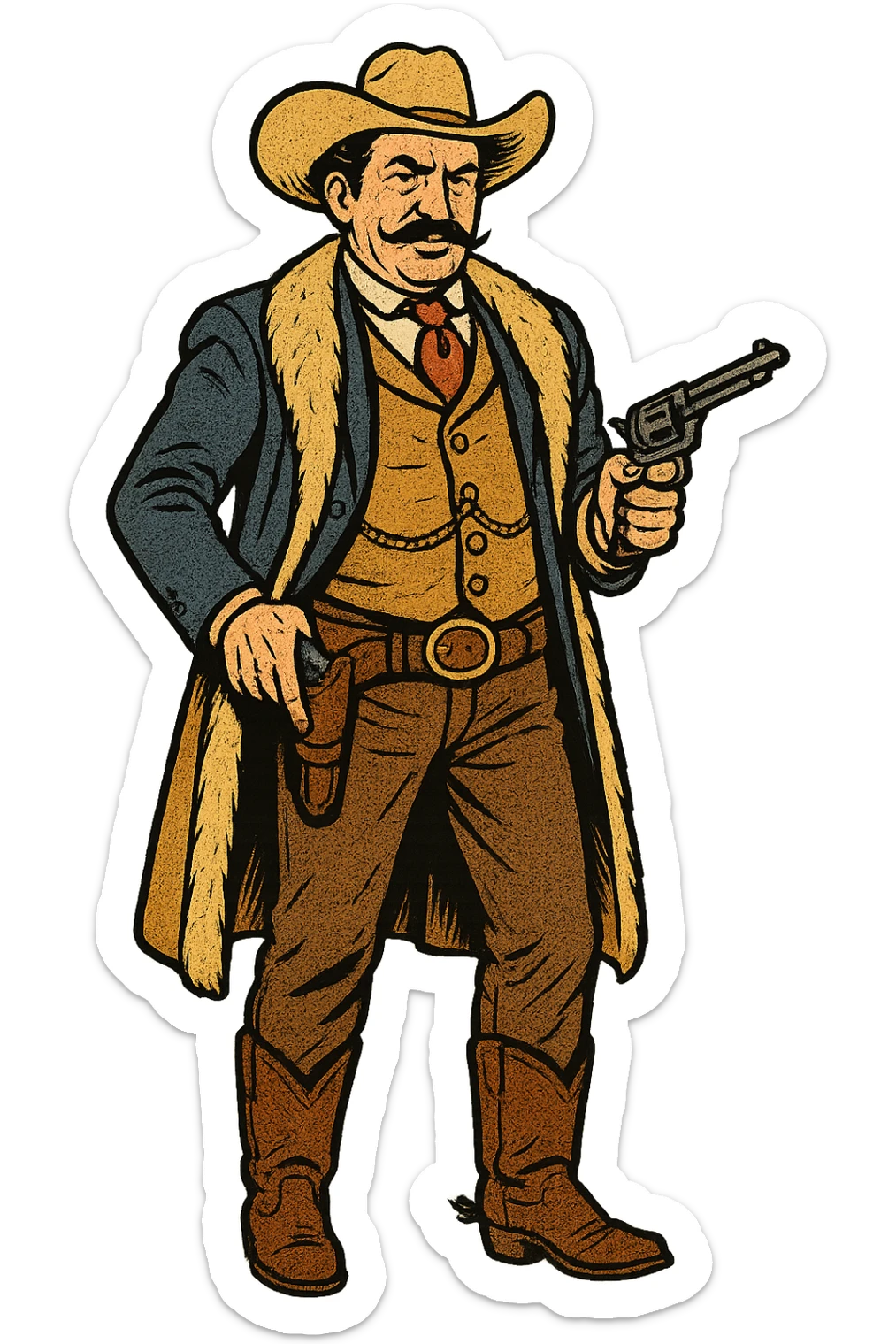 The full body of a wealthy cattle baron cowboy from the American West in the 1860s.  sticker