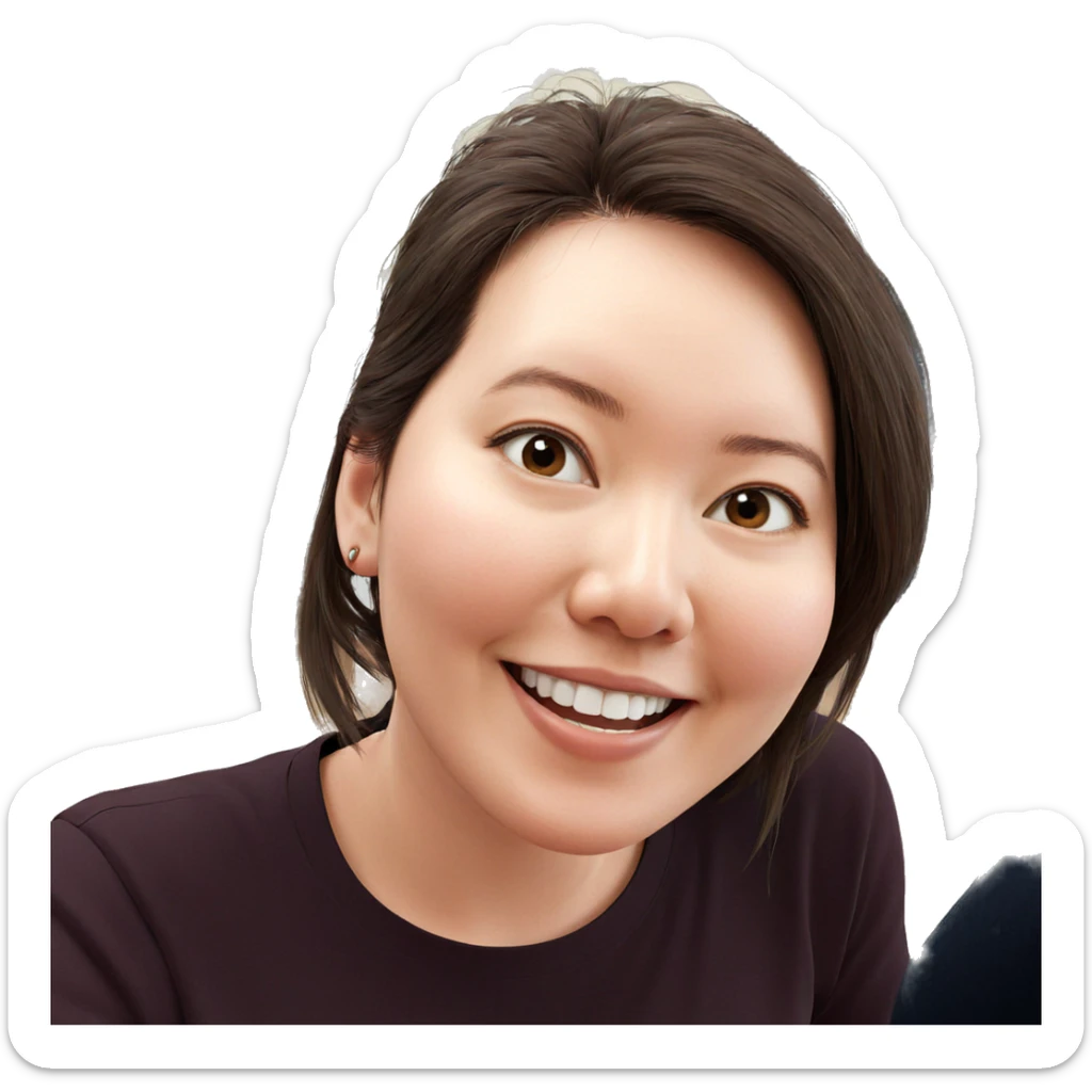 smiling girl with brown hair sticker