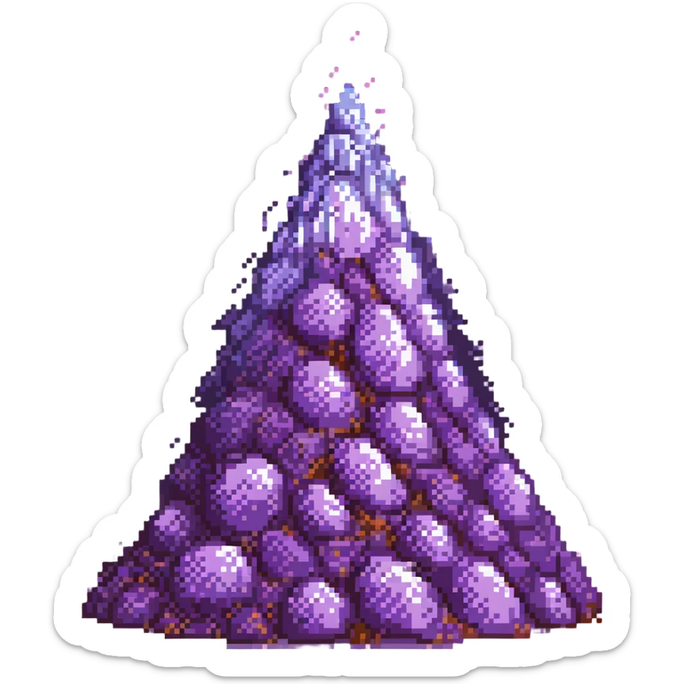 mound of sparkling purple spice, faint vapor above, inspired by Dune sticker