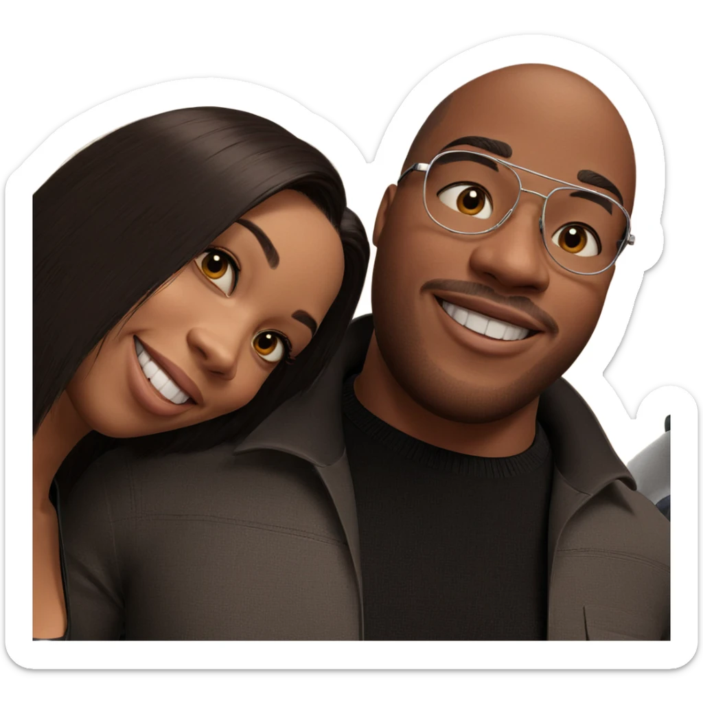 smiling couple in stylish outfits sticker