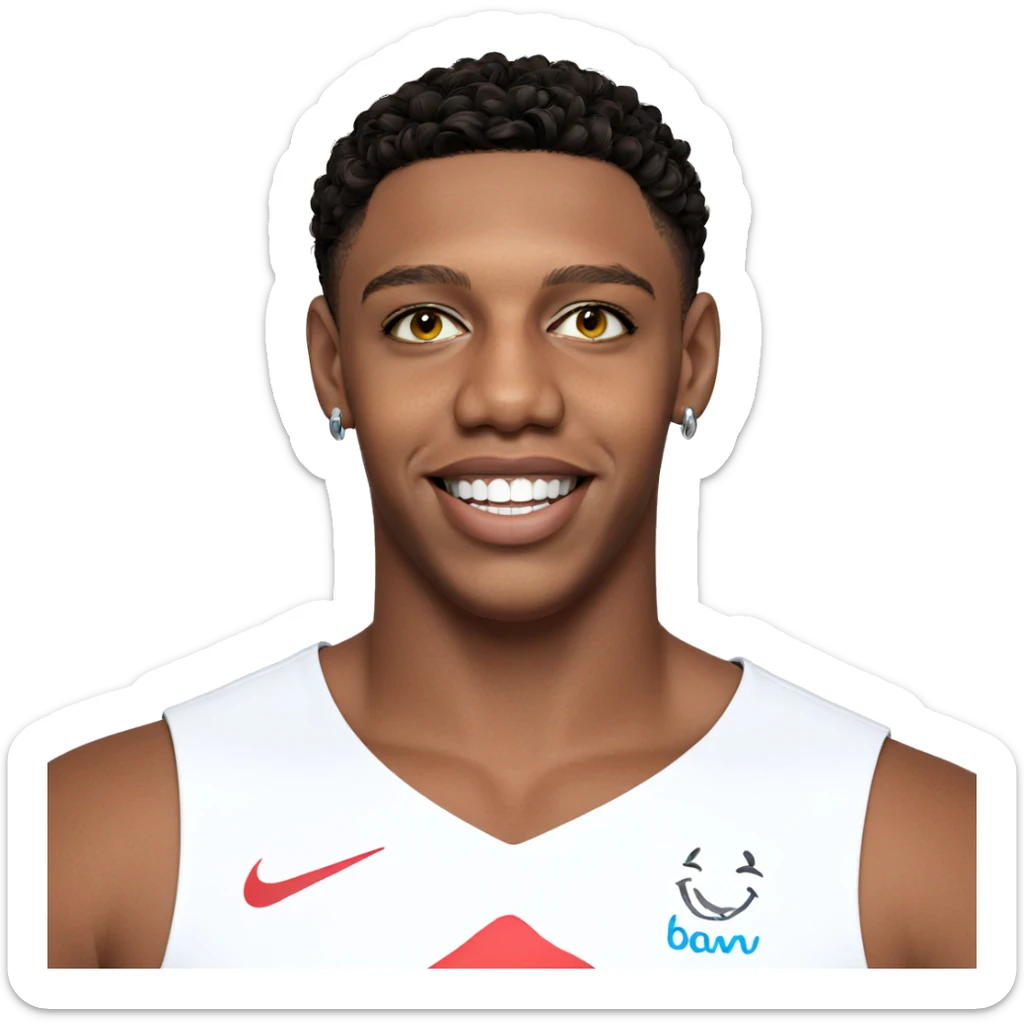 smiling boy with earrings sticker