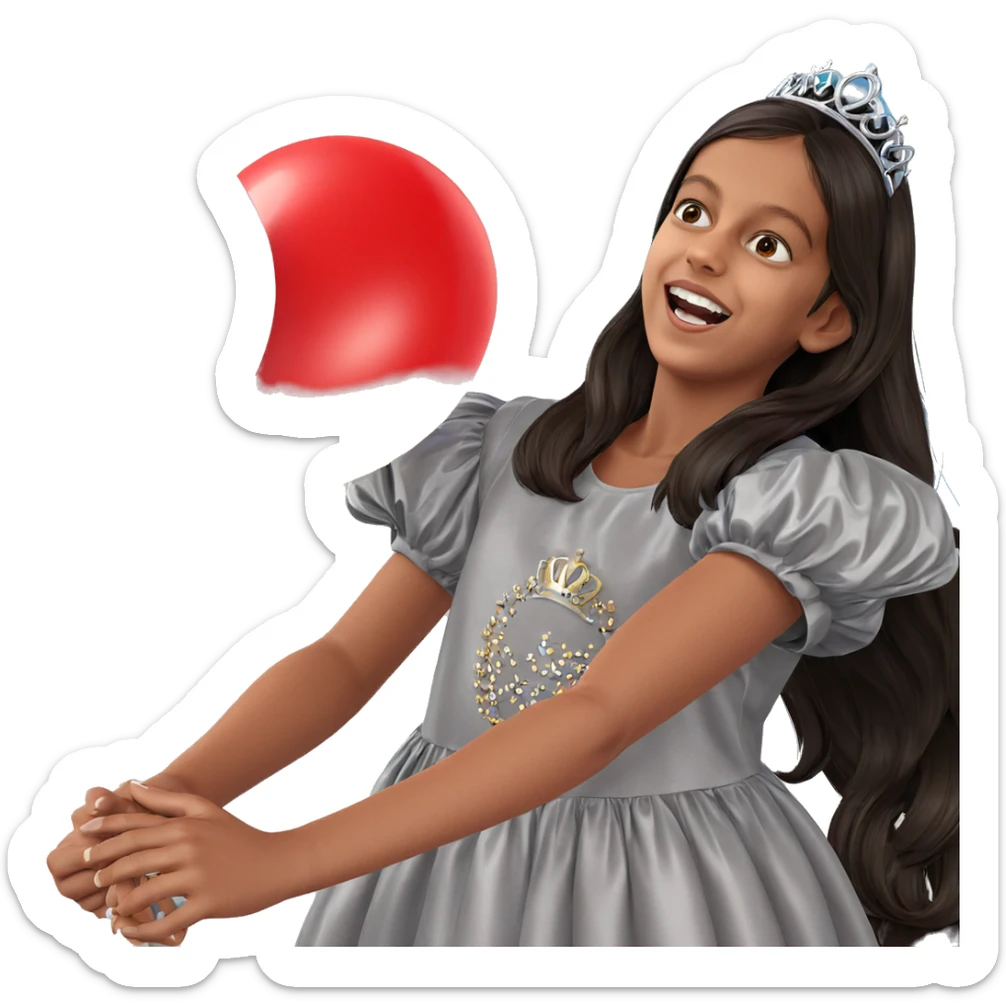 girl with balloon and tiara sticker