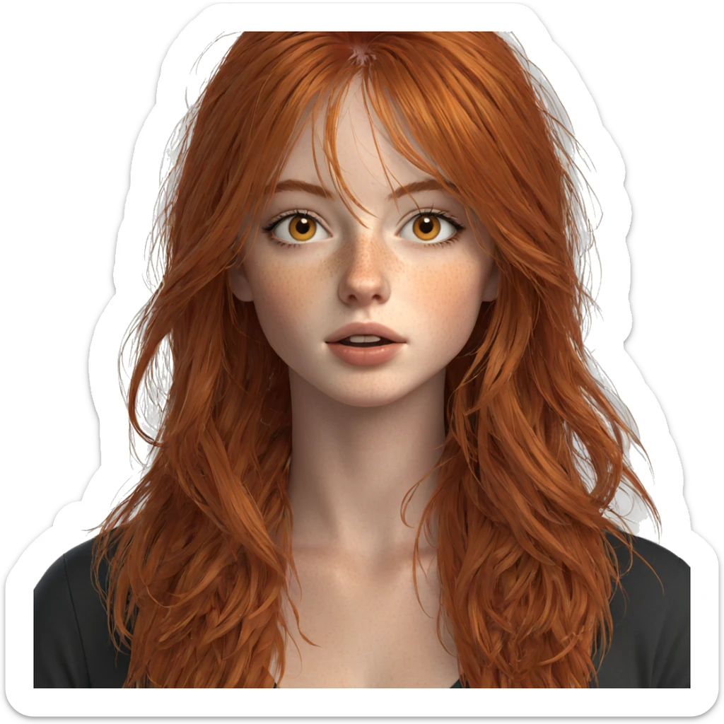 freckled girl with orange hair sticker
