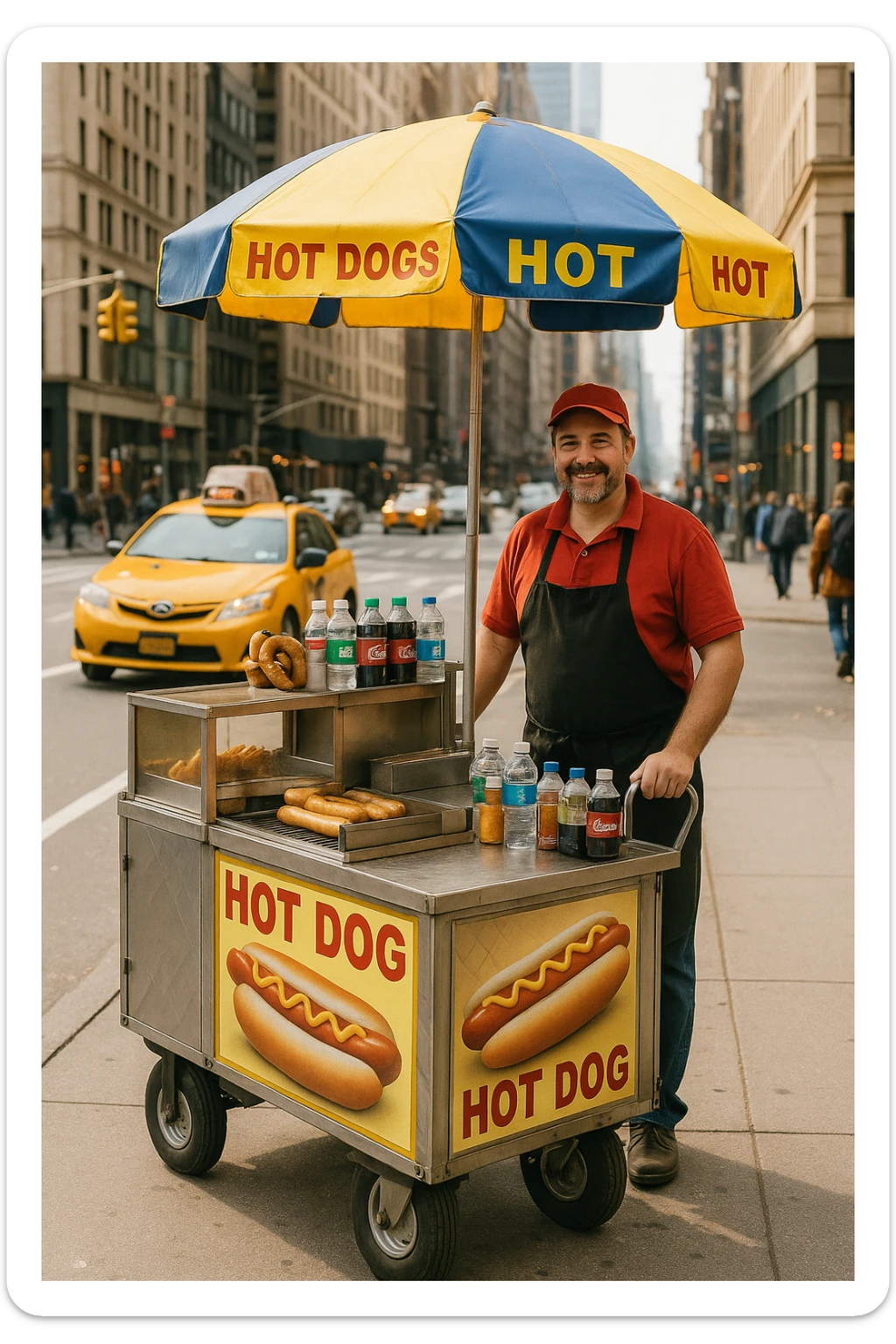 hotdog seller in New York with cart sticker
