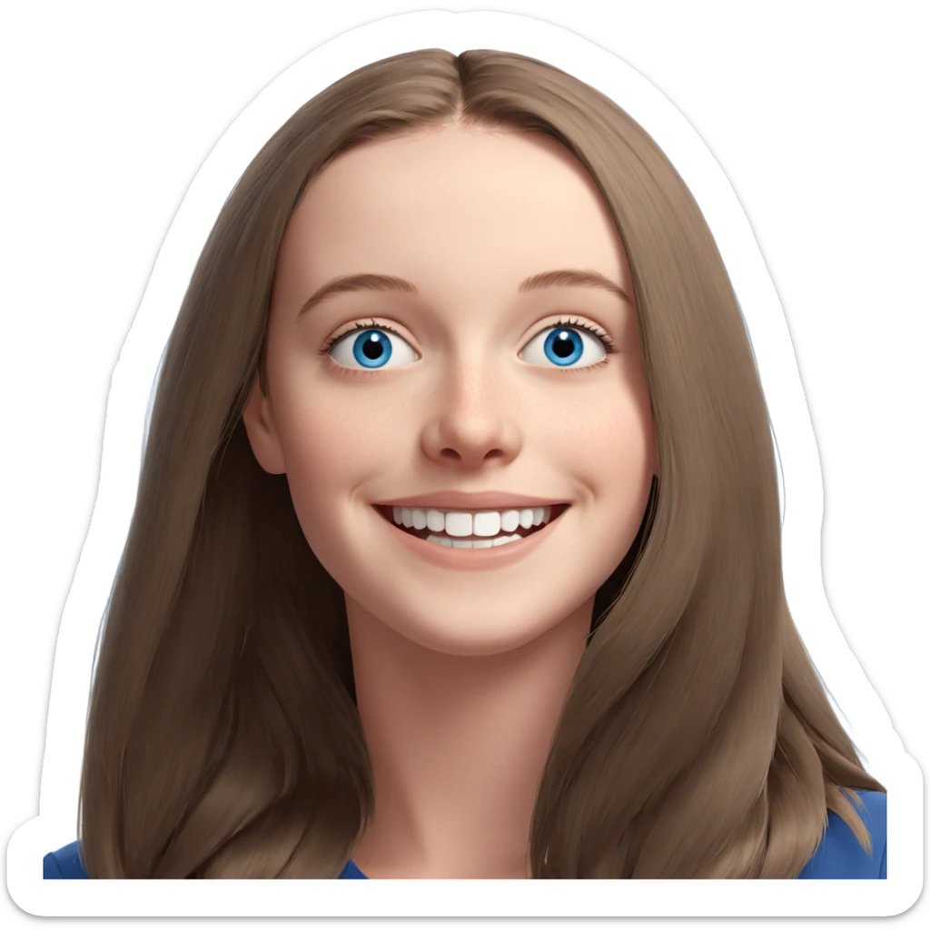 smiling girl with blue eyes sticker