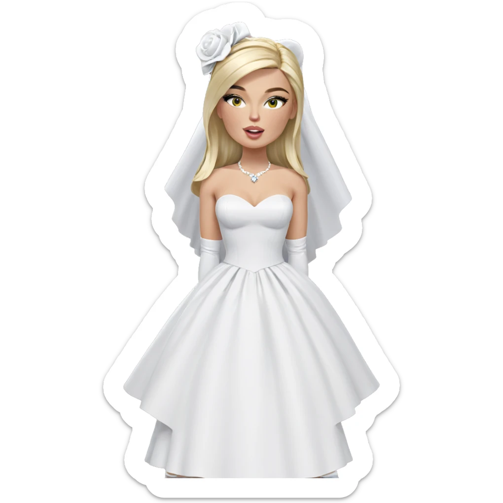 blonde bride in white dress sticker