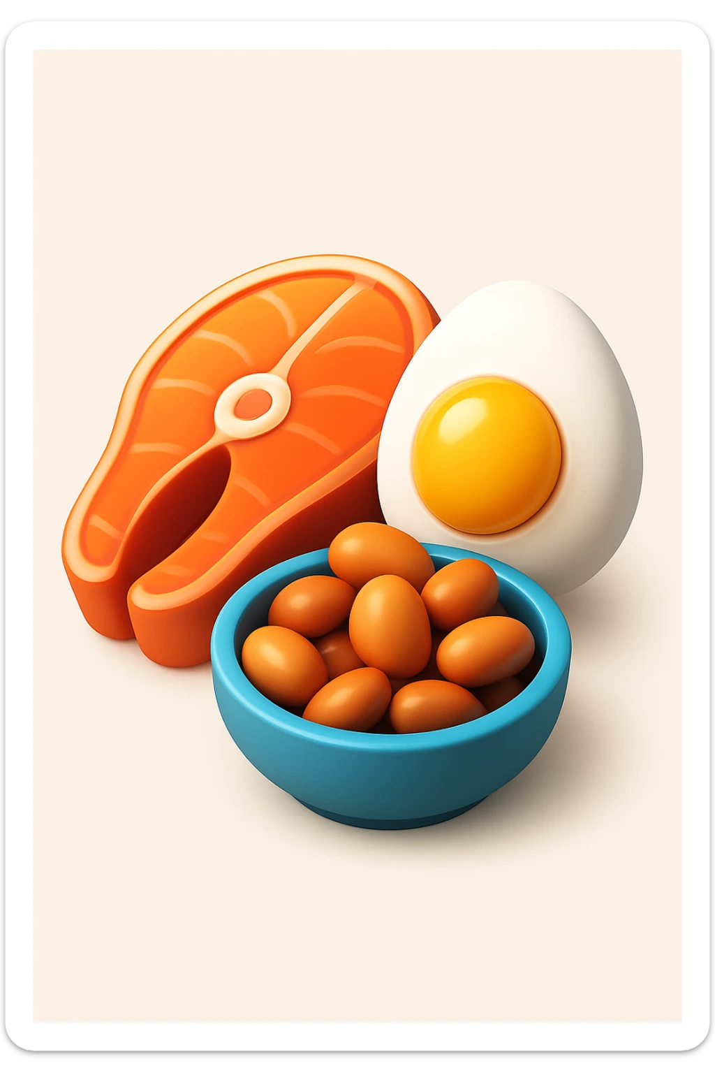 Proteine alimentari su sfondo isolato fammi un icona in 3d sticker