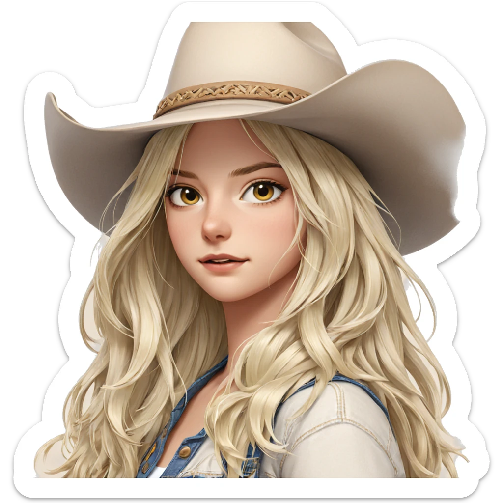 blonde girl in cowboy hat sticker