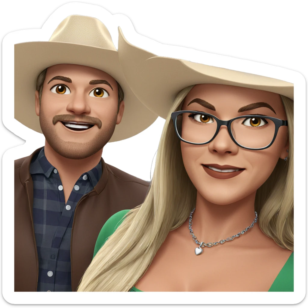 happy duo with style sticker