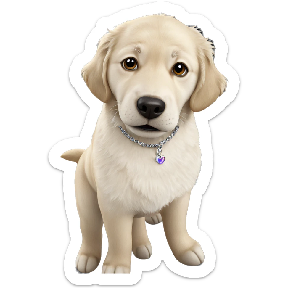 realistic dog wearing necklace sticker