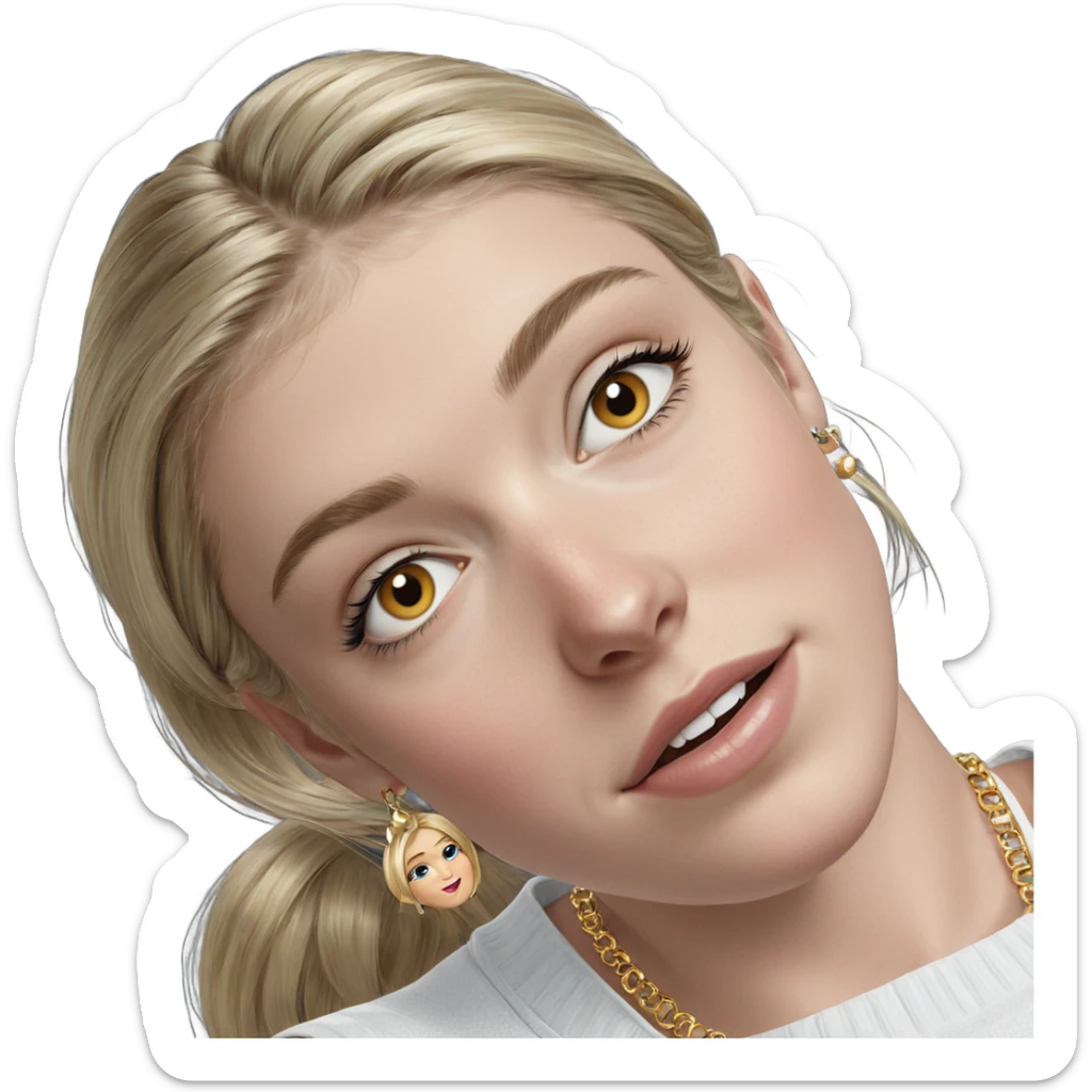 blonde girl portrait with jewelry sticker