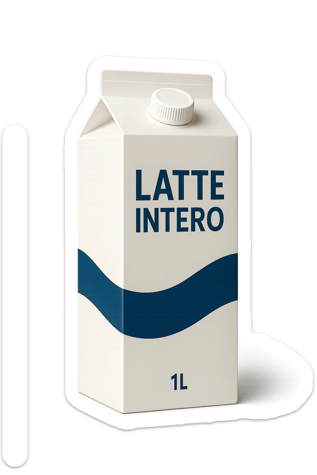 scatola di latte realistica CON LA SCRITTA "LATTE INTERO" IN ITALIANO, iperrealistico 4k sticker