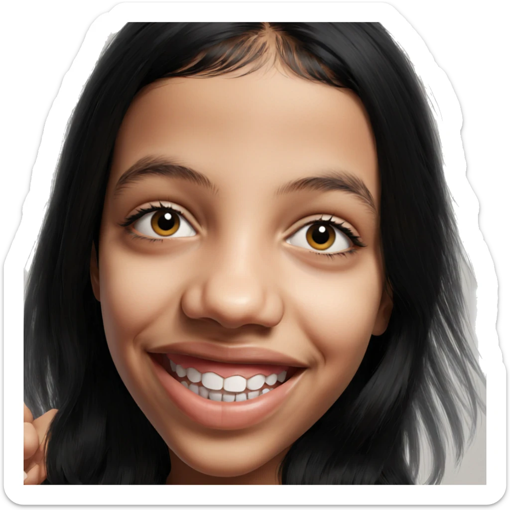 smiling girl with black hair sticker