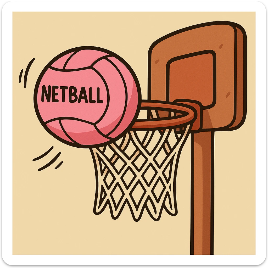 Change the netball to pink, keep the playful flat toon cartoon style with the hoop. sticker