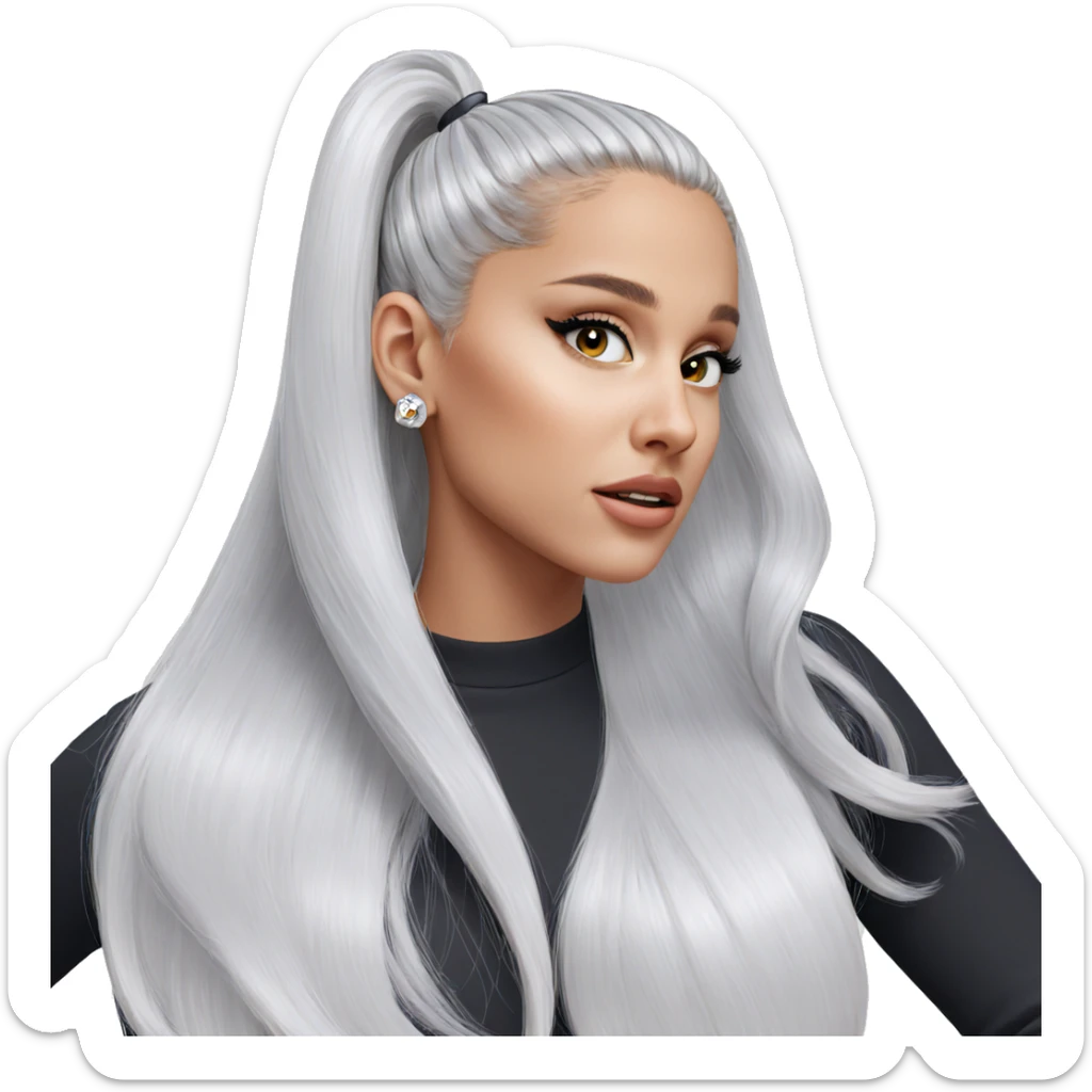 white-haired girl with earrings sticker