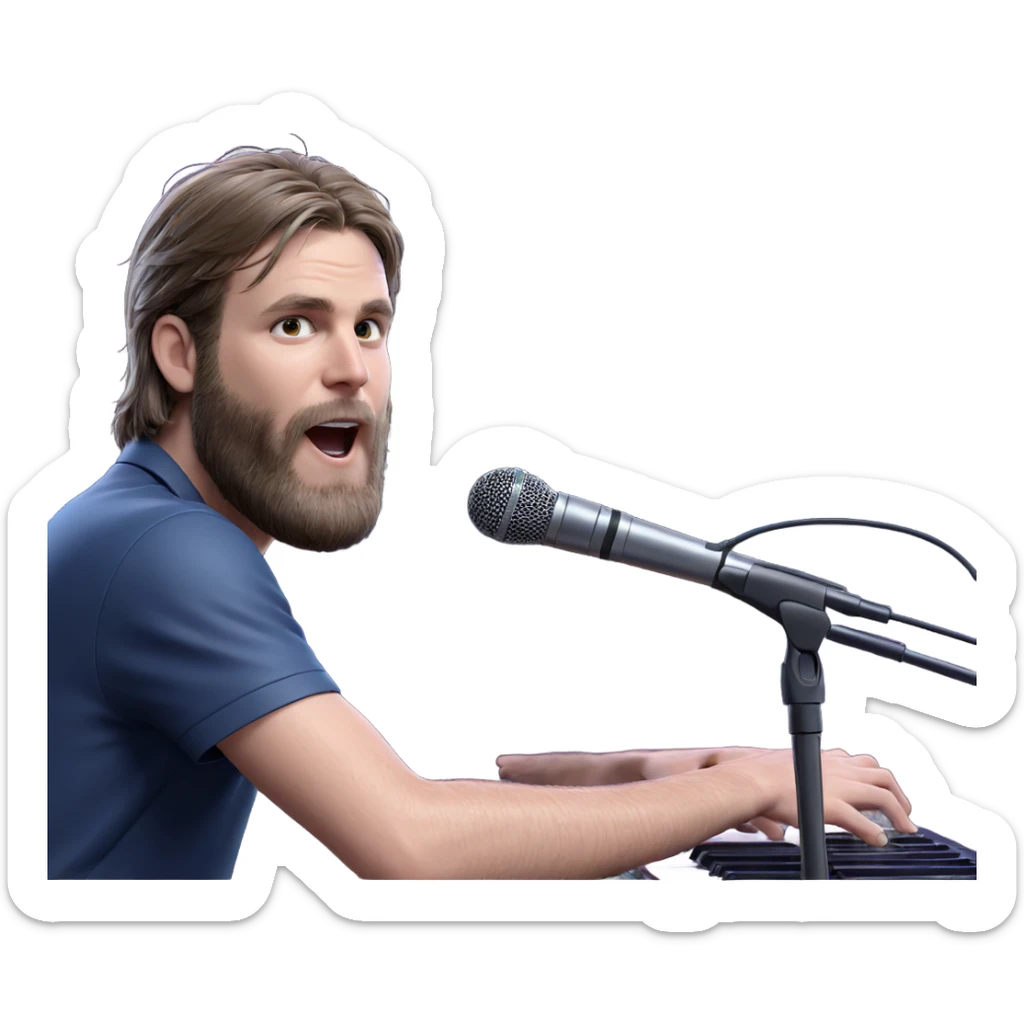 male singer with microphone sticker