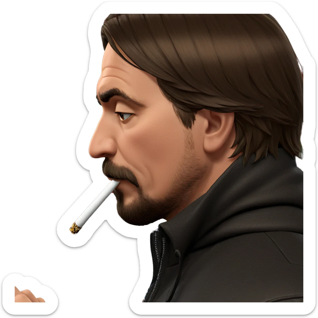 smoking male profile portrait sticker