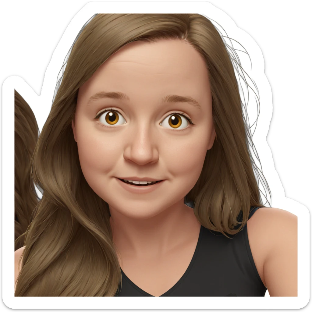 smiling girl with long hair sticker