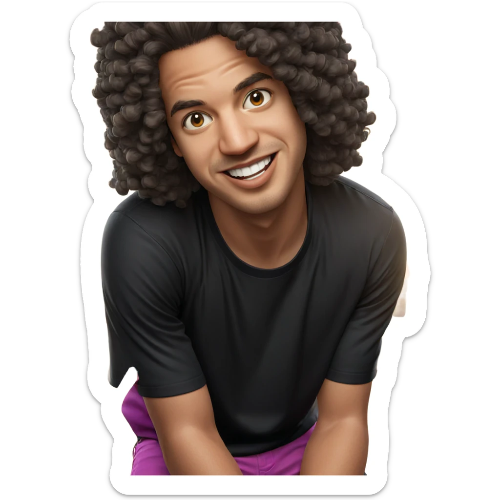 happy boy with afro hairstyle sticker