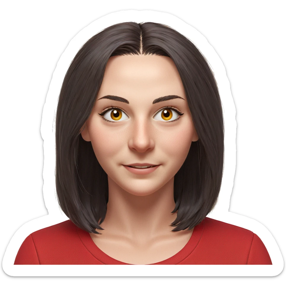 smiling girl in red shirt sticker