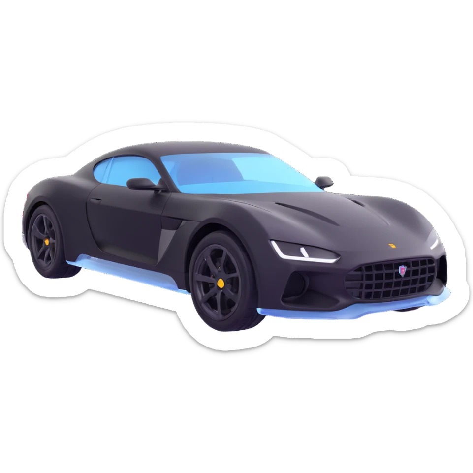 black luxury sports car with a transparent film partially attached, part of the film still floating above the car, premium and elegant sticker