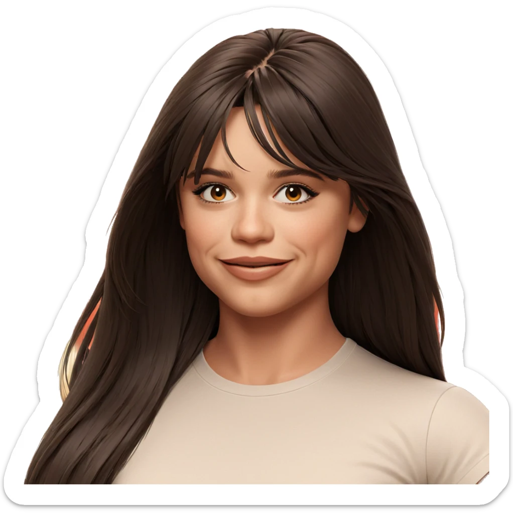 smiling girl with long hair sticker