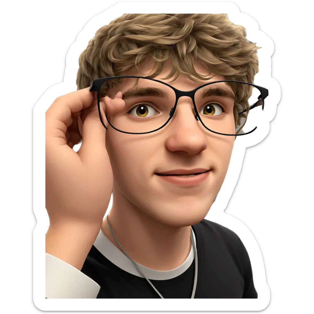 smiling boy in black shirt sticker