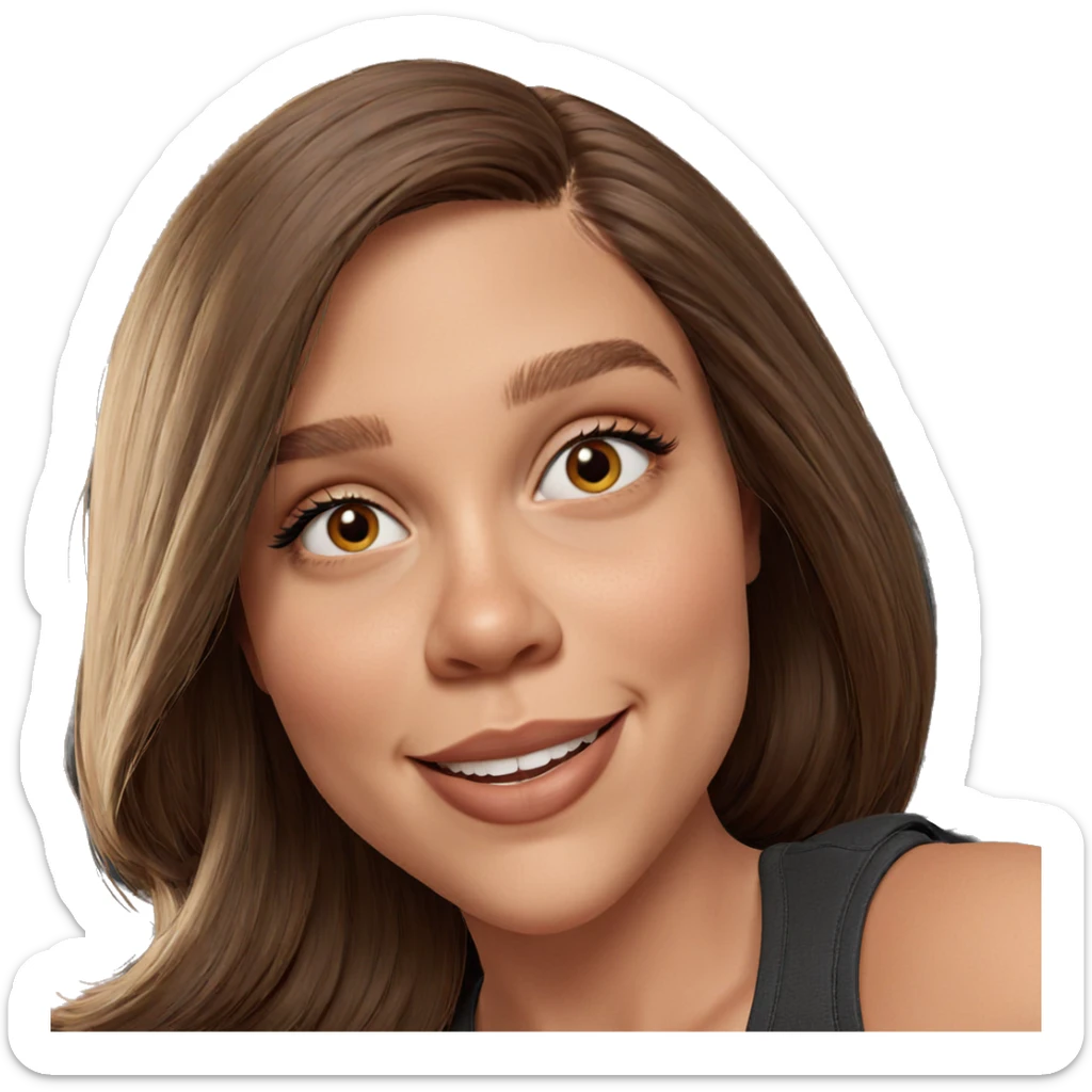 smiling girl with brown hair sticker