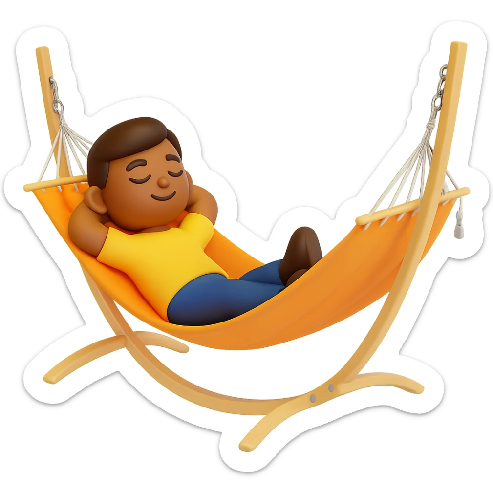 Add a person relaxing in the hammock in the style of 3D emoji (microsoft style 3d fluent emojis). Remove the background. sticker