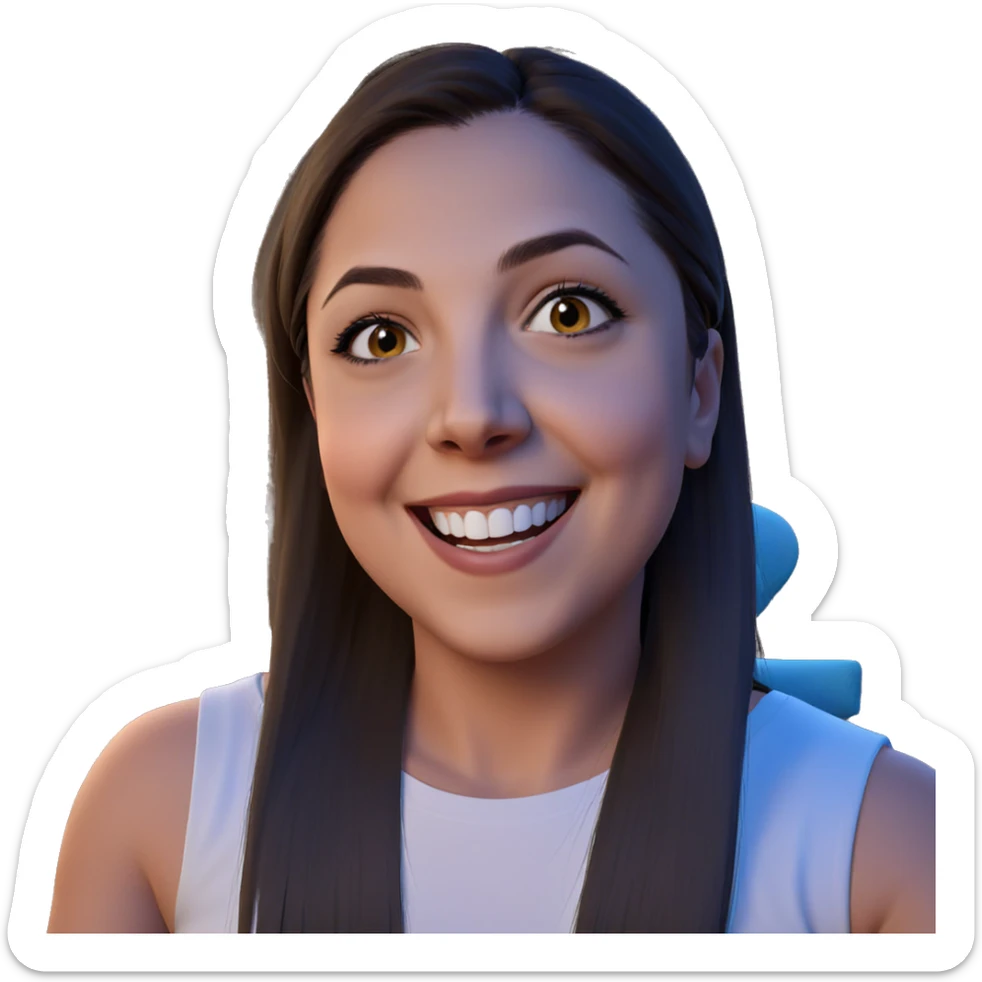 smiling girl with long hair sticker