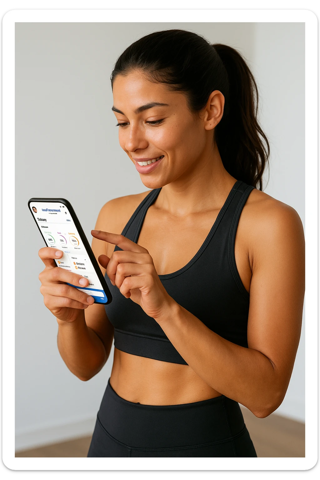 Donna sportiva che usa app contacalorie come myfitnesspal sticker