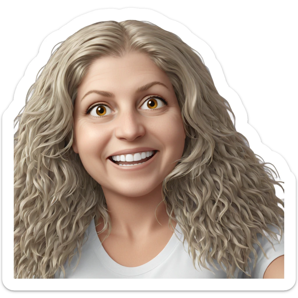 smiling girl in white shirt sticker