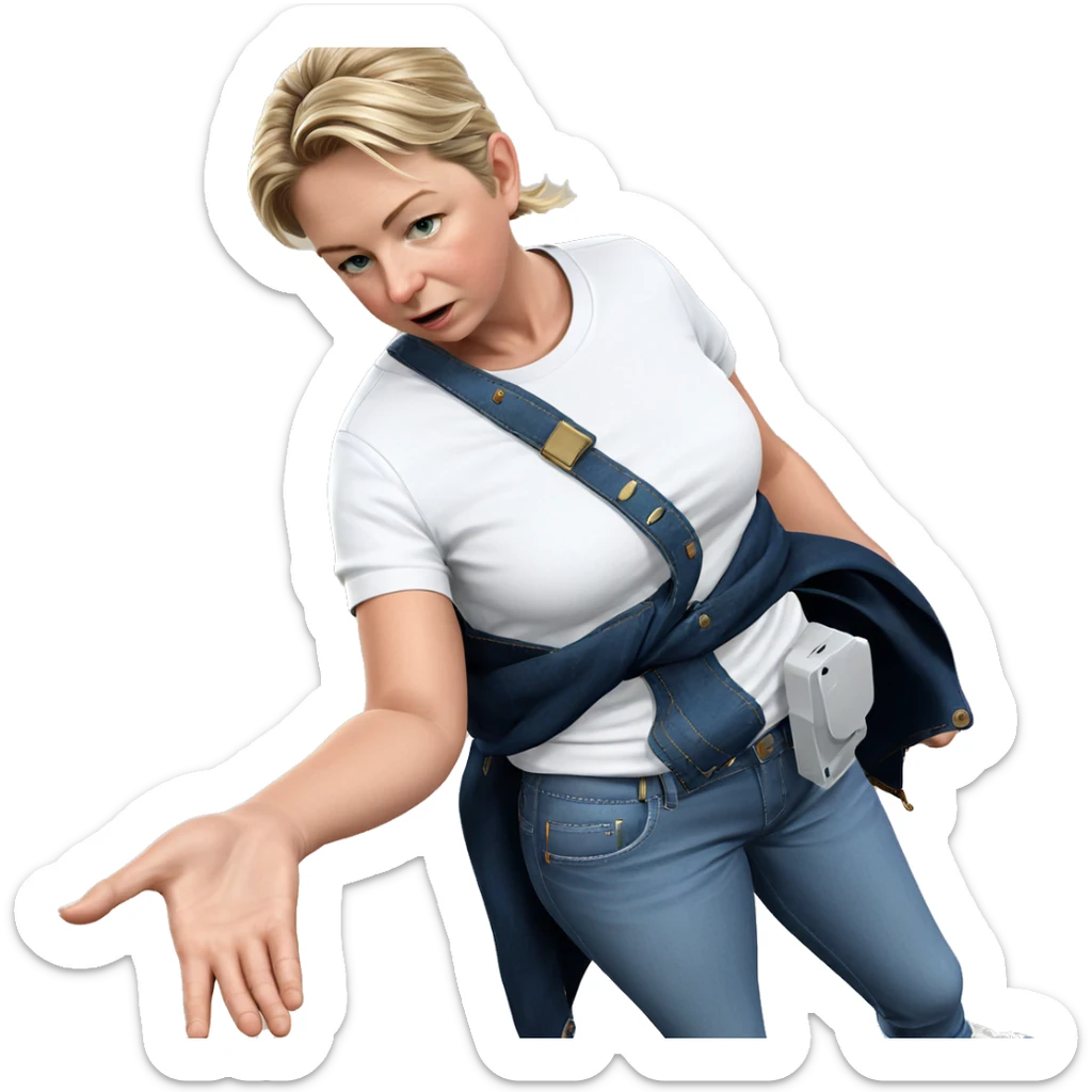 blonde girl in denim outfit sticker