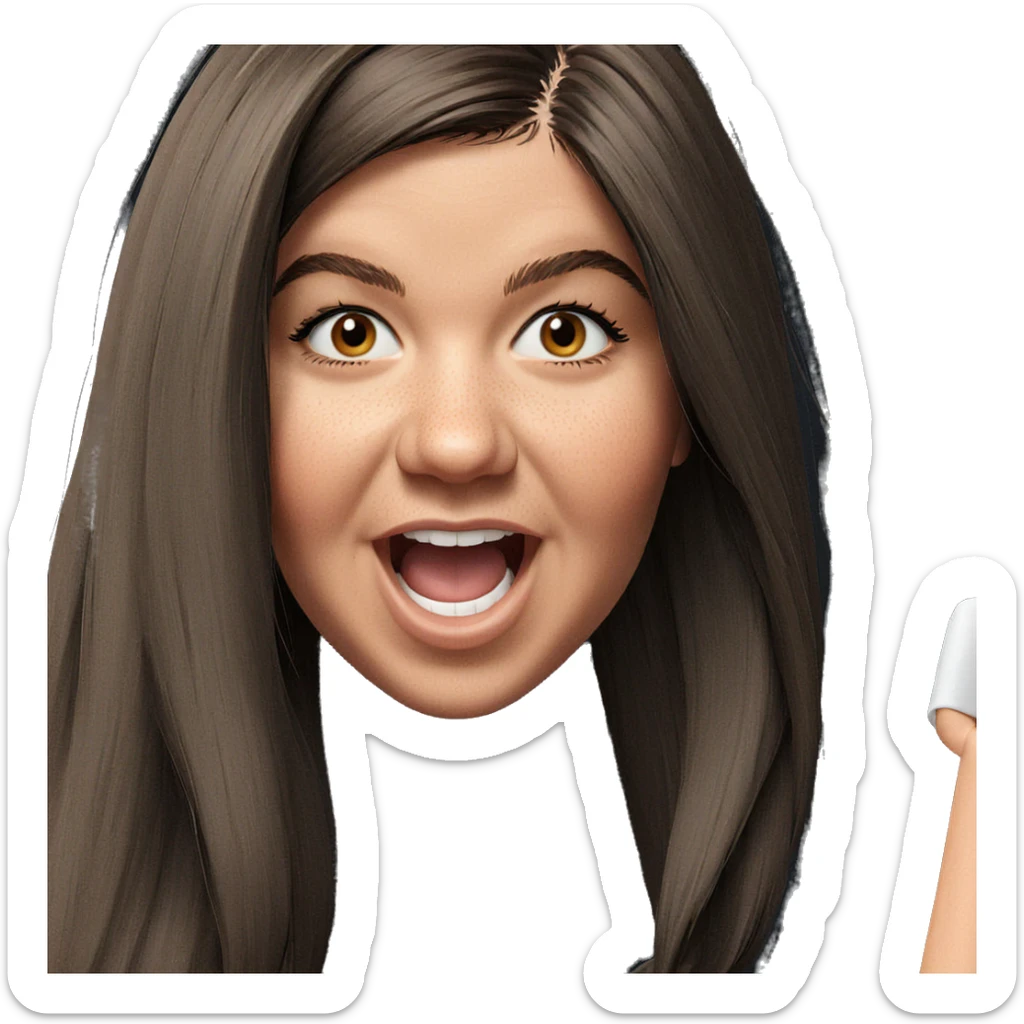 girl with brown hair smiling sticker