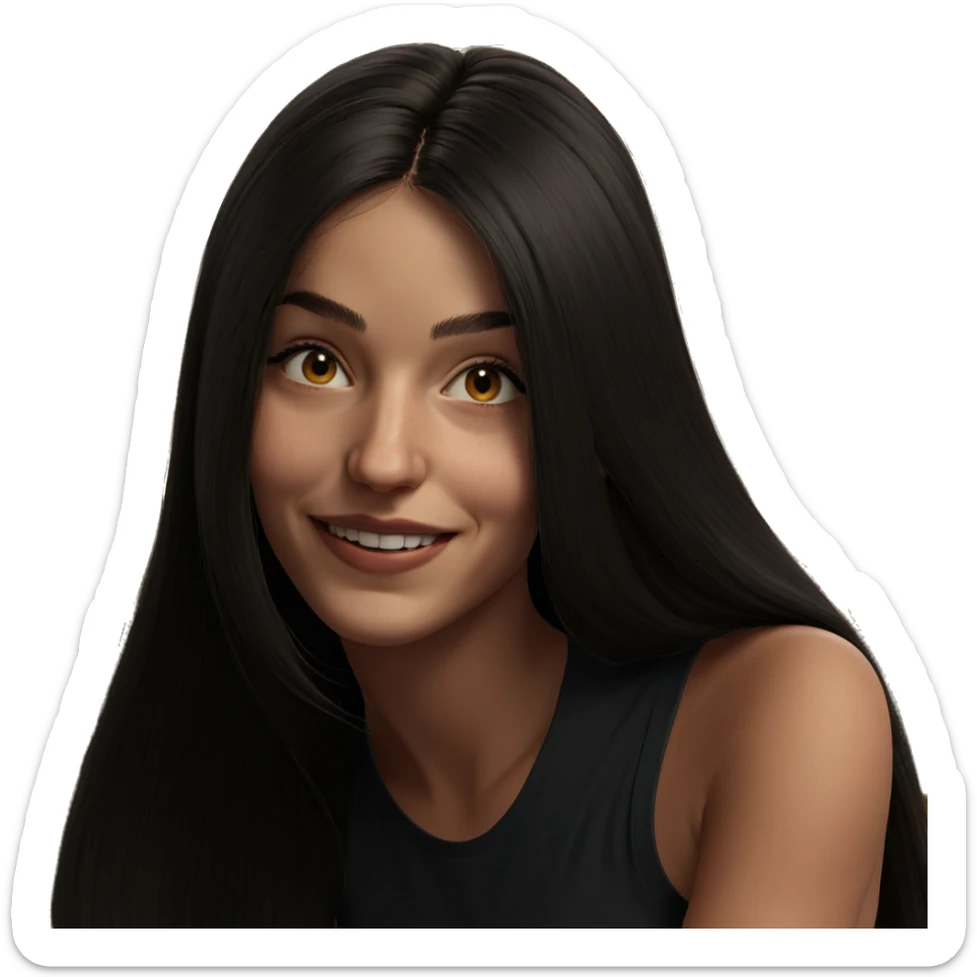 smiling girl with long hair sticker