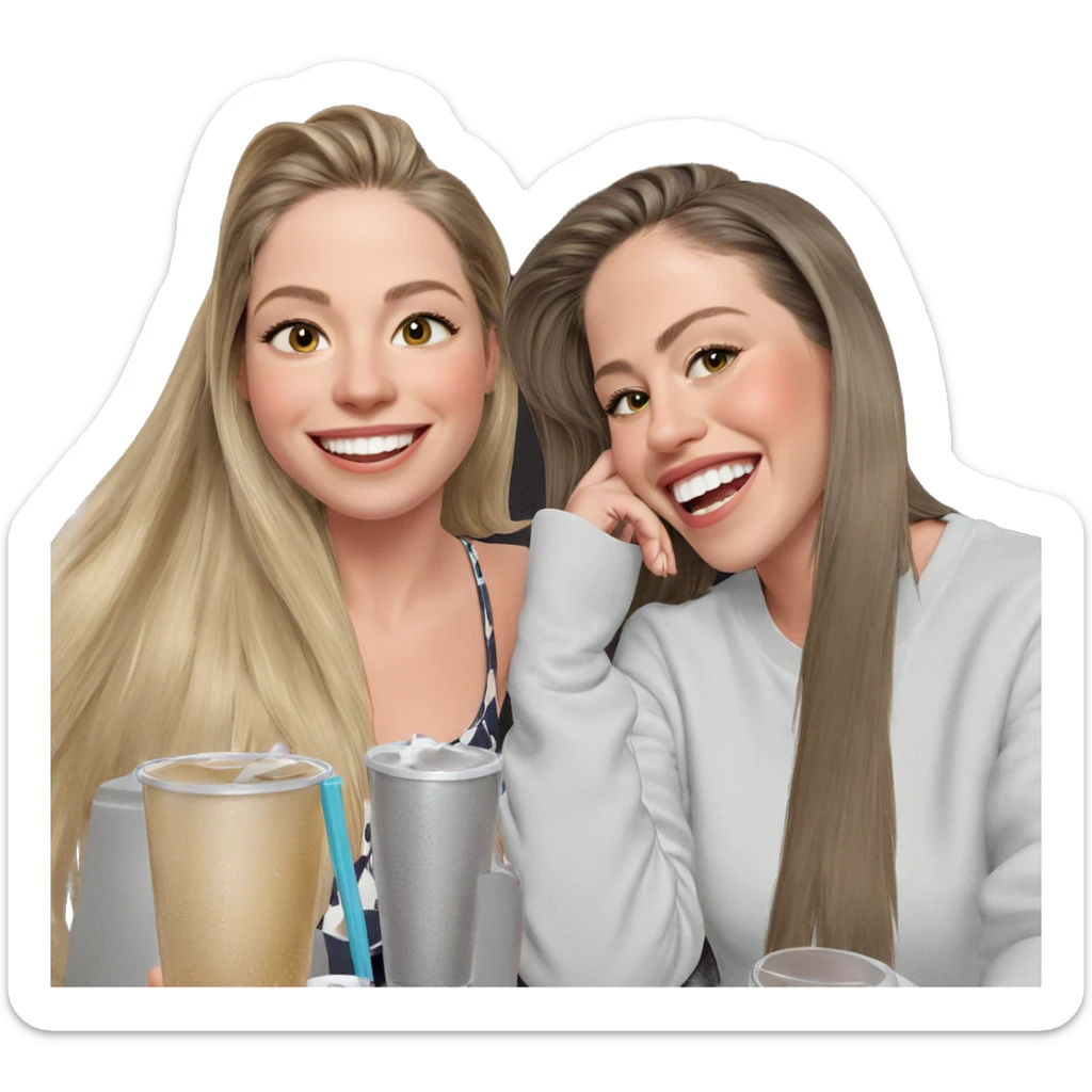 smiling girls enjoying drinks sticker