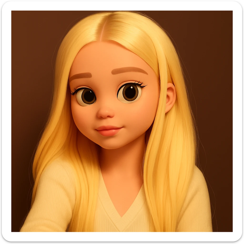 expand the image upward so that all of the hair above the head is fully visible, keeping the 3d-emoji style sticker