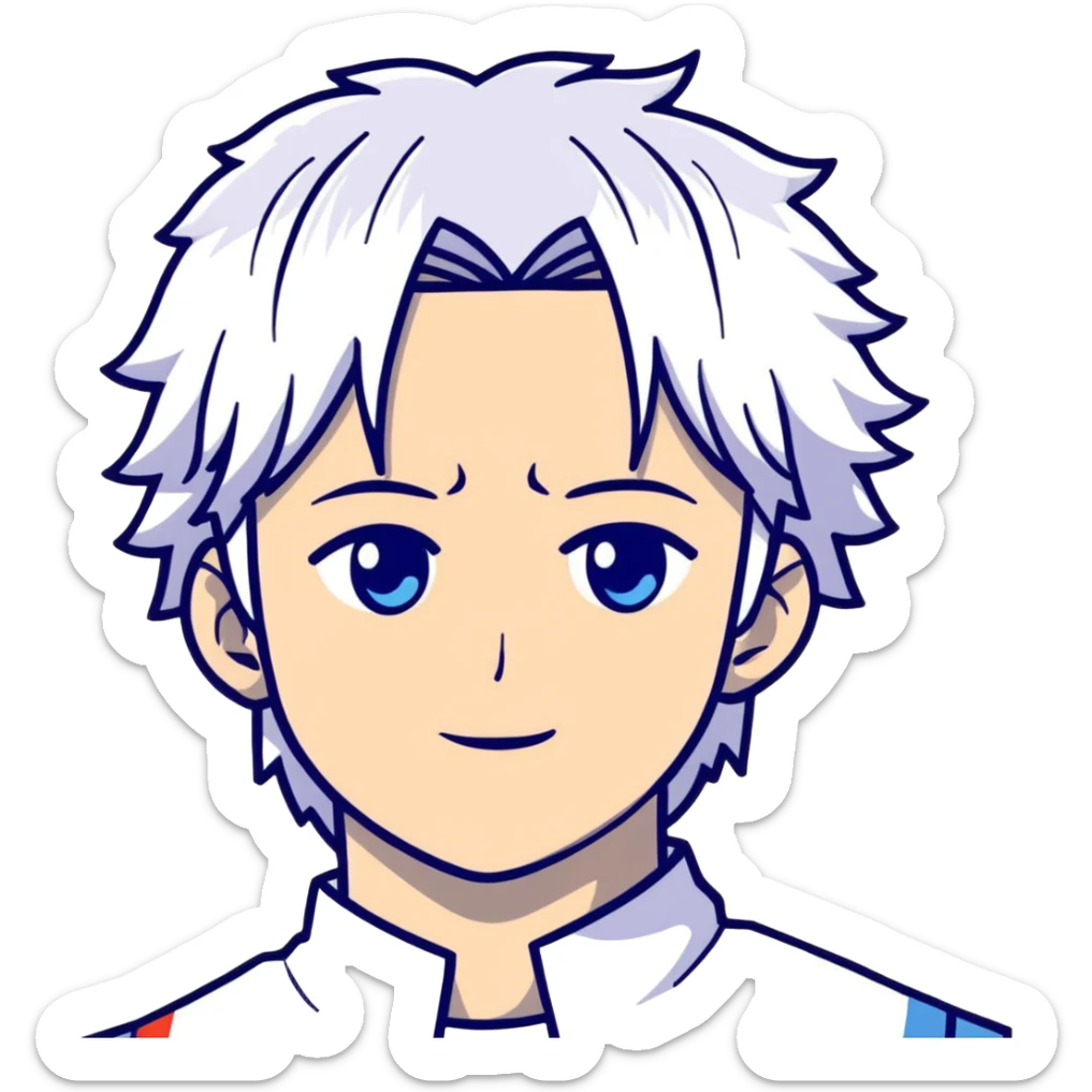 Satoru Gojo anime character with white hair and blue eyes sticker
