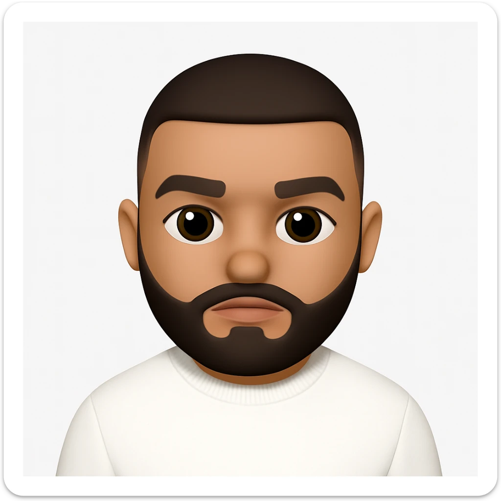 Convert this photo into a 3D emoji closely resembling the original person, in the style of Apple emojis. The style should mimic the look and feel of Apple 3D emojis with a friendly and expressive appearance. sticker
