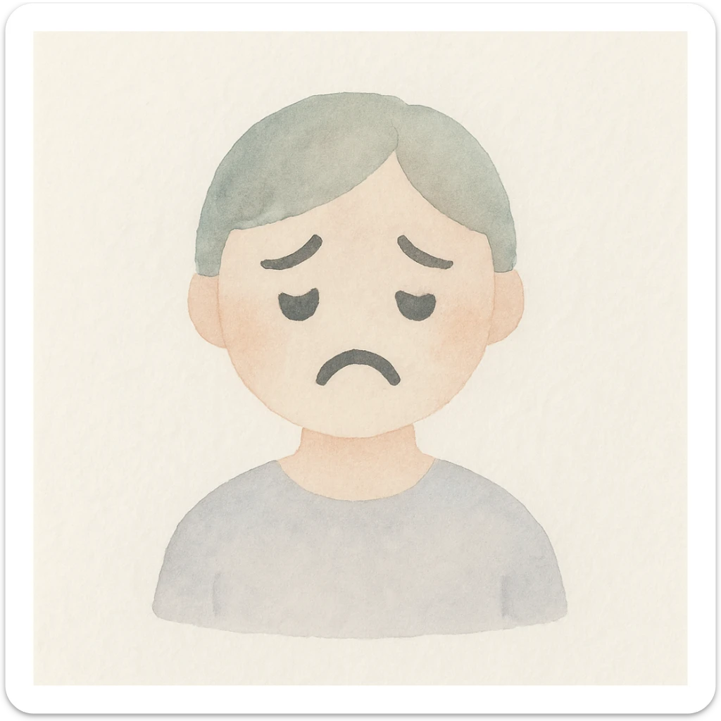 a sad person emoji in a watercolor painting style sticker