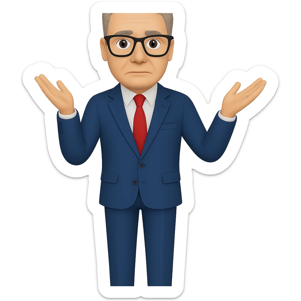 Create a full body figure of Keir Starmer headshot with glasses, keeping the background transparent. Maintain the emoji style and appearance from the reference image. sticker