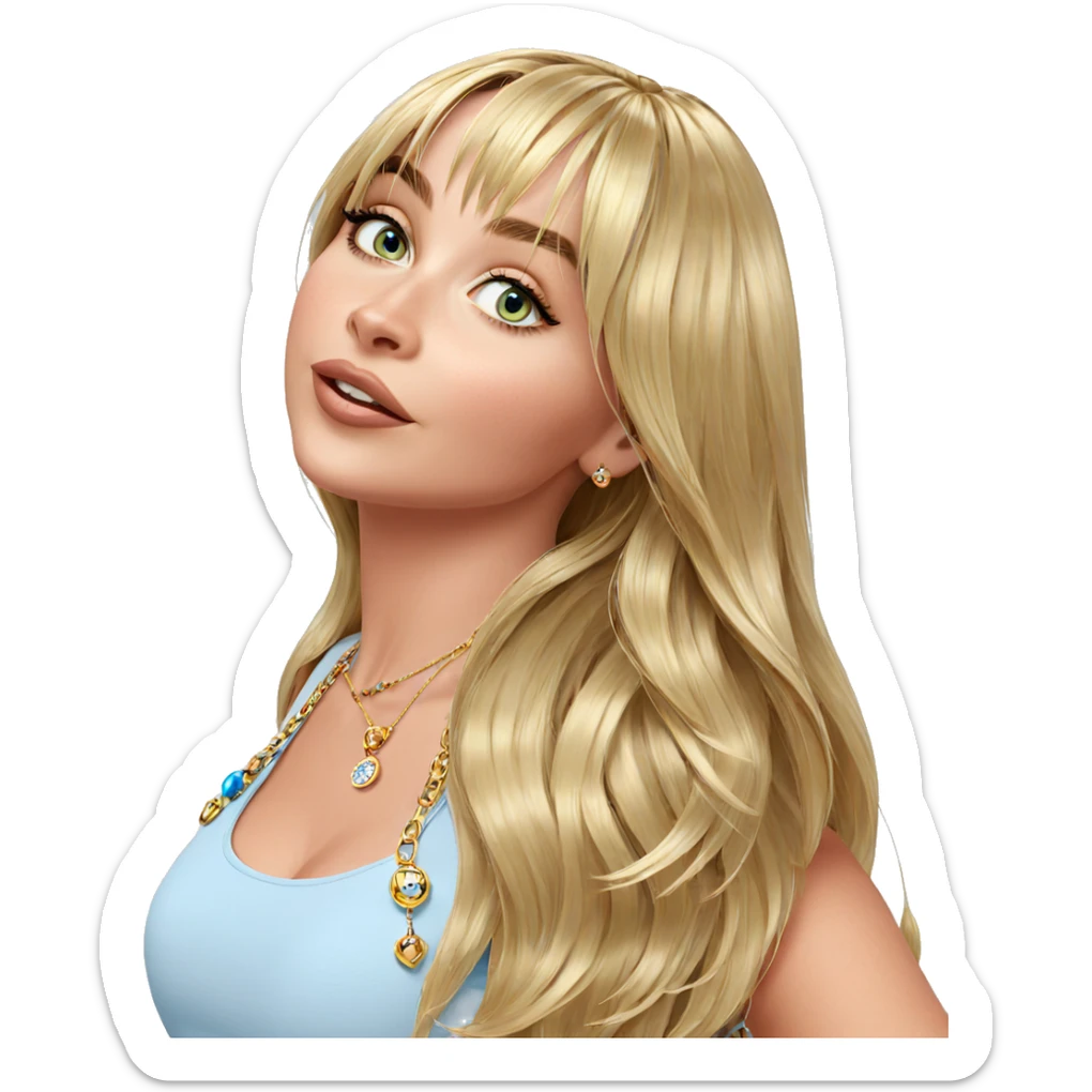 blonde girl with jewelry sticker