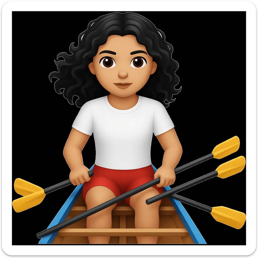 Make the girl's outfit red shorts and a white short-sleeved t-shirt in the style of apple style emojis sticker