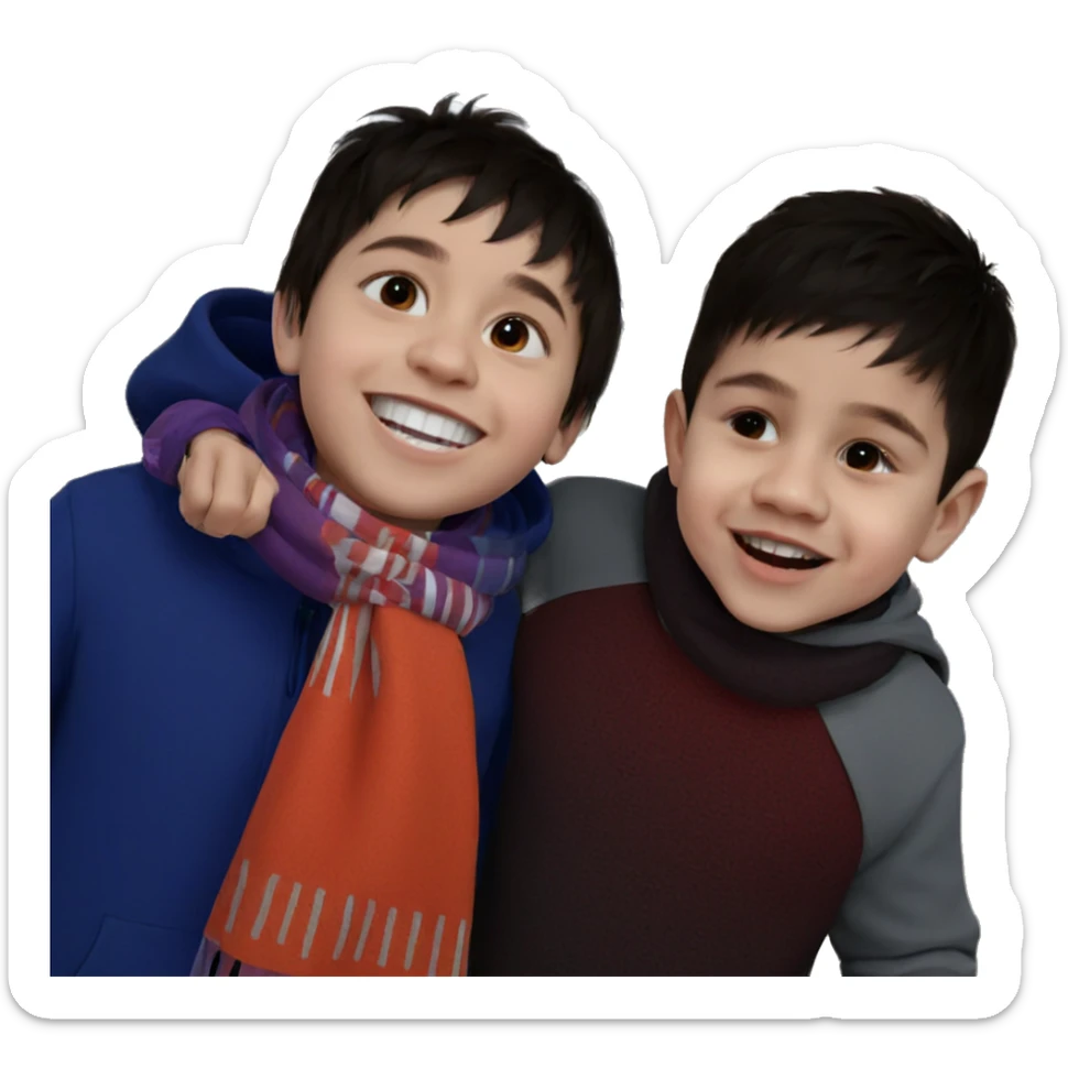 boys with scarves and smiles sticker