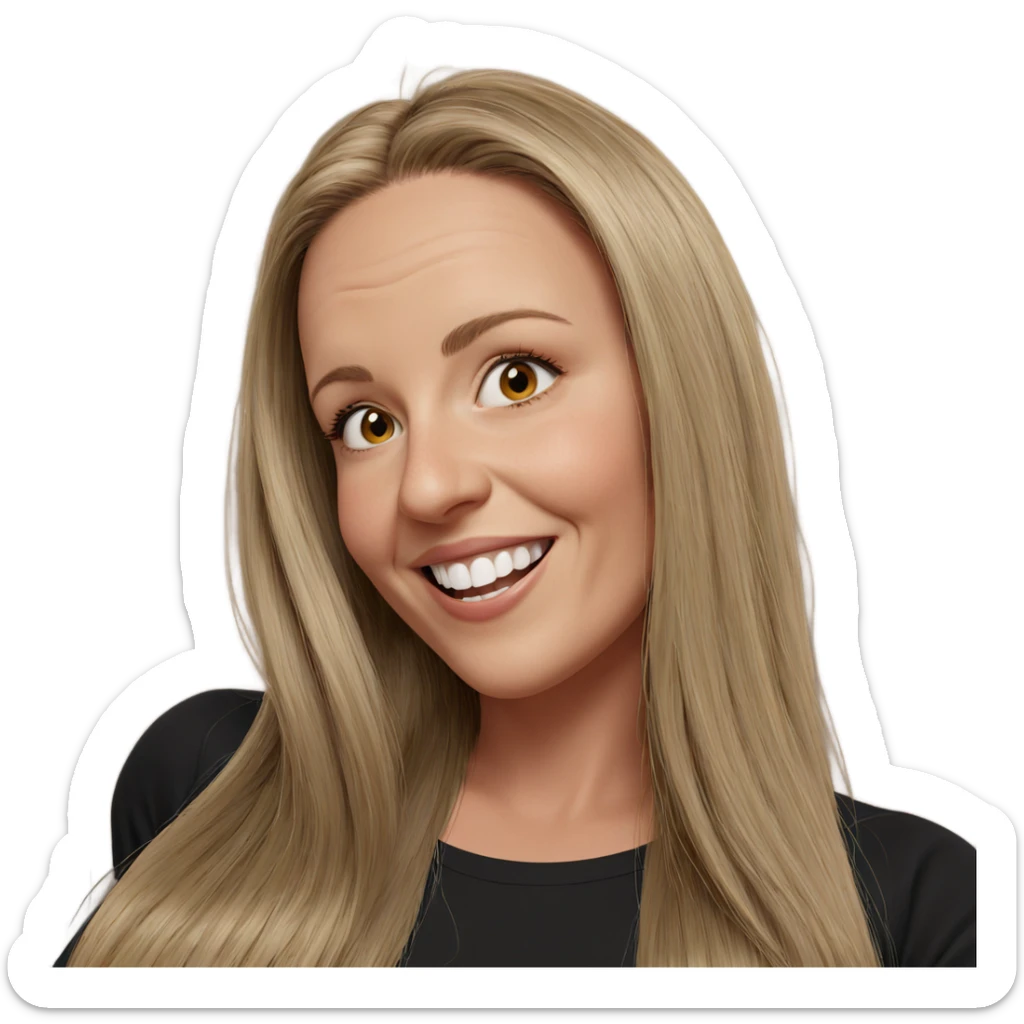 smiling girl with long hair sticker